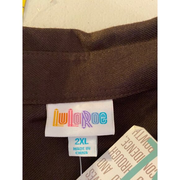 NWT Lularoe Abigail Button-Down Brown Shirt Top 2XL - Picture 3 of 11